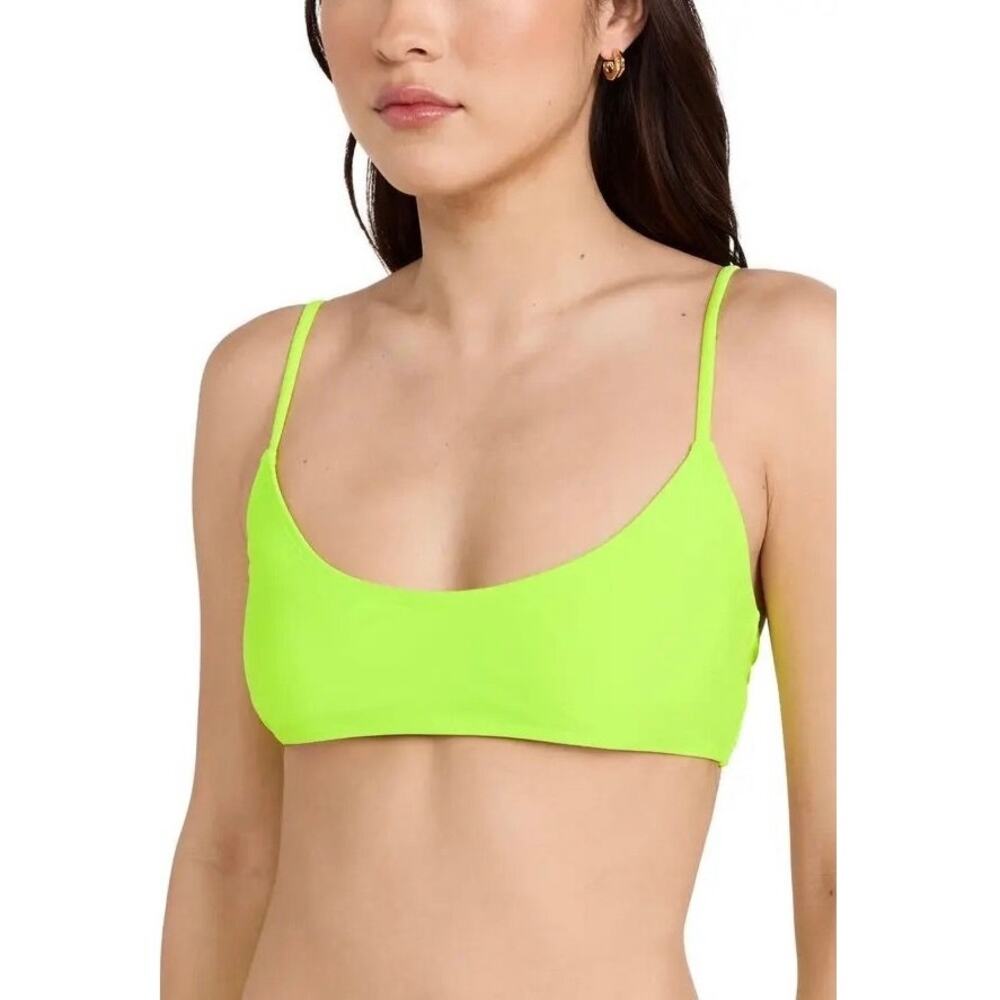 Good American Electric Lime Green Deep Scoop Bikini Top Size L NWT